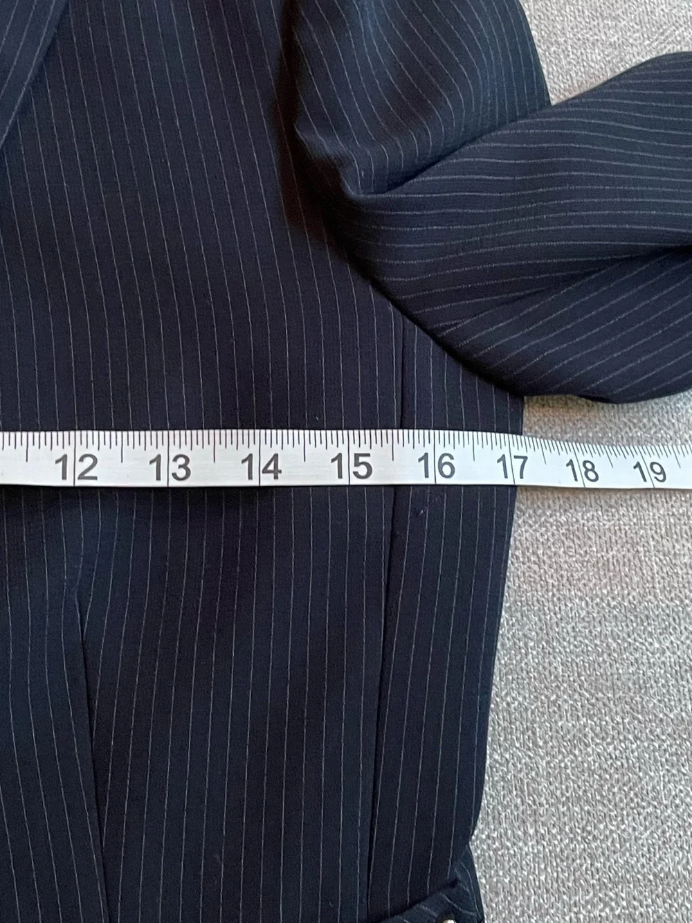 Tahari Black Pinstriped Snap Front Silver Tone Hardware Lined Jacket Blazer